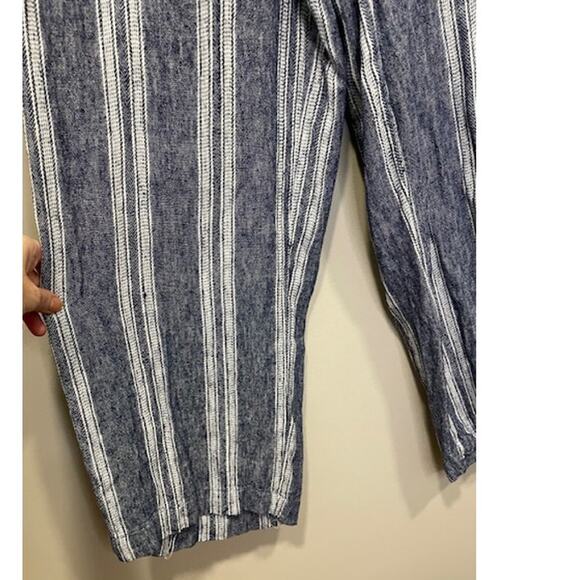 Marissa Olivia Womens Blue White Wide Leg Linen Blend Pants Large - Picture 6 of 7
